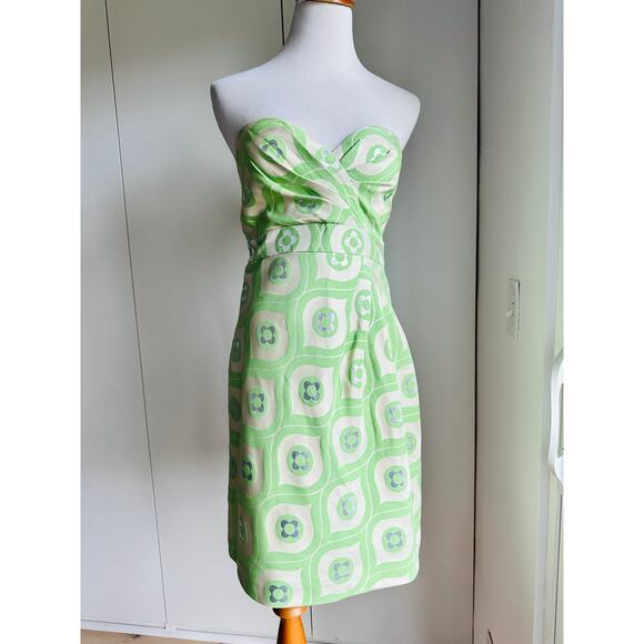 Vintage Y2K Strapless Des Size 4 Tibi Brocade Floral Print Green Party Dress - Picture 2 of 7